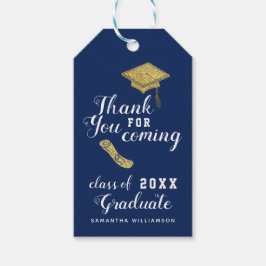Elegant Blue Gold Class 2025 Afstuderen Bedankt Cadeaulabel
