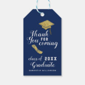 Elegant Blue Gold Class 2025 Afstuderen Bedankt Cadeaulabel (Achterkant)