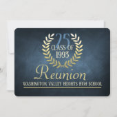 Elégant Blue|Gold Class Reunion Invitation (Devant)