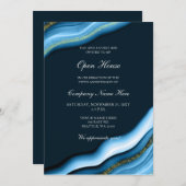 Elegant Blue Gold Corporate party Invitation (Devant / Derrière)