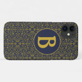 Elegant Blue & Gold Filigree Monogram Case-Mate iPhone Case (Achterkant (horizontaal))