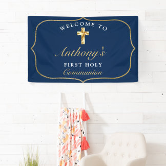 Elegant Blue Gold First Heilige Communauteit Welko Spandoek