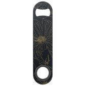 Elegant Blue Gold Flowers Line Art Speed Flessenopener (Voorkant)