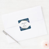Elegant Blue Gold Foil Agate Wedding Vierkante Sticker (Envelop)