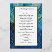 Élégant Blue & Gold Galaxy Agate Wedding Programme (Recto)