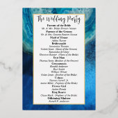 Élégant Blue & Gold Galaxy Agate Wedding Programme (Verso)
