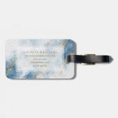Elegant Blue Gold Glitter Abstract Flow Bagagelabel (Achterkant horizontaal)