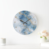 Elegant Blue Gold Glitter Abstract Flow            Grote Klok (Huis)