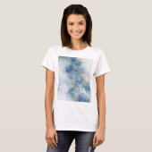 Elegant Blue Gold Glitter Abstract Flow            T-shirt (Voorkant volledig)