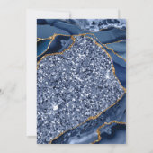 Elegant Blue & Gold Glitter Agate 21st Birthday Kaart (Achterkant)