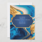 Elégant Blue & Gold Graduation Party Invitation (Dos)