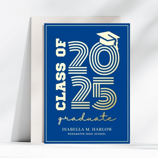 Élégant Blue Gold Highschool Faire-part