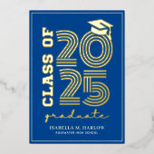 Élégant Blue Gold Highschool Faire-part (Recto)