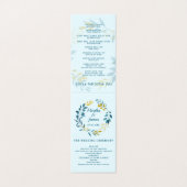 Elégant Blue Gold Leaf Mariage Ceremony Programme (Outside Unfolded)