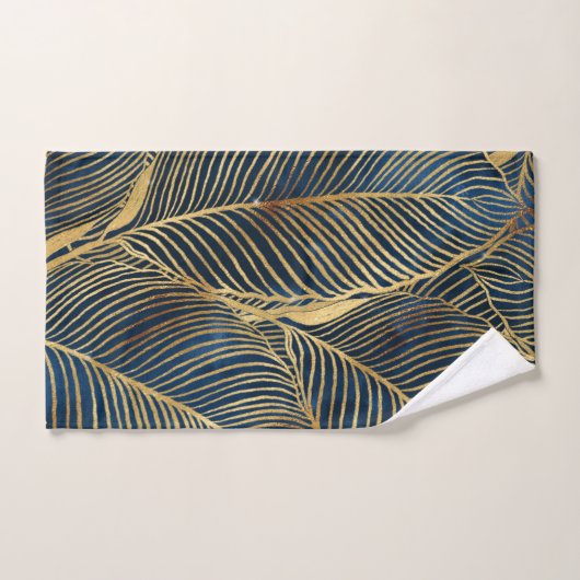 Elegant Blue Gold Leaf-ontwerp Bad Handdoek (Handdoek)