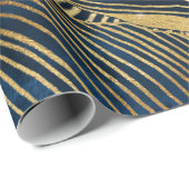 Elegant Blue Gold Leaf-ontwerp Cadeaupapier (Rol Hoek)