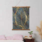 Elegant Blue Gold Leaf-ontwerp Hangend Wandkleed (Slaapkamer)