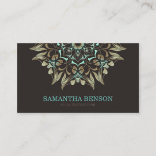 Elegant Blue & Gold Lotus Yoga Instructor Visitekaartje