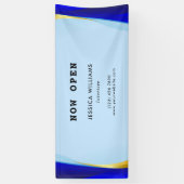 Elegant Blue Gold Luxury Designer Logo Business Spandoek (Verticaal)