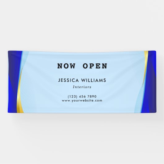 Elegant Blue Gold Luxury Designer Logo Business Spandoek (Horizontaal)
