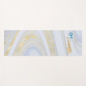 Elegant Blue Gold Marble Pattern Namaste Initialen Yogamat (Voorkant (horizontaal))