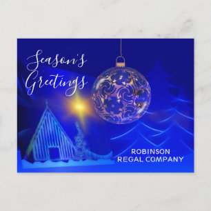 Elegant Blue Gold Ornament Briefkaart