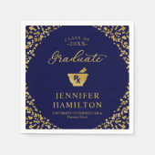 Elegant Blue Gold Pharmacy School Afstuderen Servet (Voorkant)