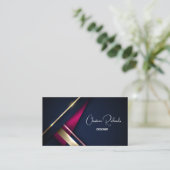 Elegant Blue Gold Pink Visitekaartje (Staand voorkant)