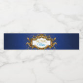 Elegant Blue & Gold Royal Waterfles Etiket (Enkel label)