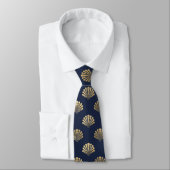 Elegant Blue Gold Seashell Ocean Pattern Mannen Stropdas (Gebonden)