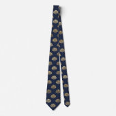 Elegant Blue Gold Seashell Ocean Pattern Mannen Stropdas (Voorkant)