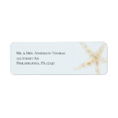 Elegant Blue Gold Seashell Return Address Labels (Voorkant)