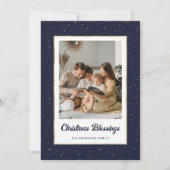 Elegant Blue Gold Starry Photo Feestdagenkaart (Voorkant)