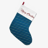 Elegant Blue Gold Stripes kerststop Grote Kerstsok (Voorkant (Hangend))