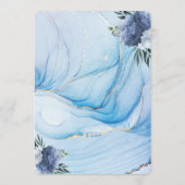 Elegant Blue & Gold Wedding Invitation  Kaart (Achterkant)