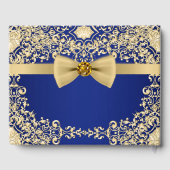 Elégant Blue Gold Wedding Party Événement Livre d' (Verso)