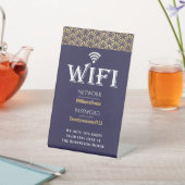 Elegant Blue Gold WiFi Password Network Reclamebord Met Voetstuk (Insitu)