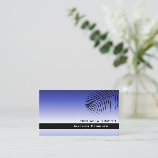 Elegant Blue Gradient Modern met Palm Leaf Simpel Visitekaartje (Staand voorkant)