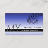 Elegant Blue Gradient Palm Leaf Monogram en Foto Visitekaartje (Voorkant)