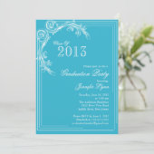 Elegant  Blue Graduation Party Invitation Kaart (Staand voorkant)