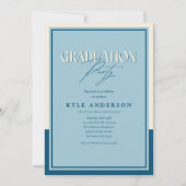 Elegant Blue Graduation Party Photo Invitation (Devant)