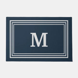 Elegant Blue Gray Monogrammed Deurmat