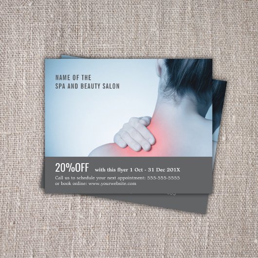 Elegant Blue Gray Photo Massage Therapist Flyer