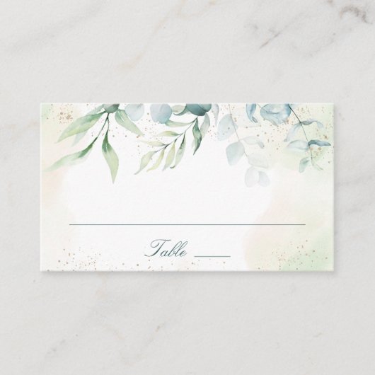 Elegant Blue Green Eucalyptus Greenery Wedding Plaatskaartje (Voorkant)