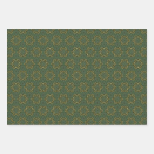 Elegant Blue Green Gold Merry kerstwrapping Inpakpapier Vel (Voorkant 2)