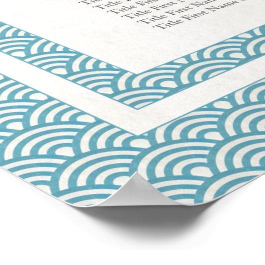 Elegant Blue Green Pattern Seigaiha Seating Chart Poster (Hoek)