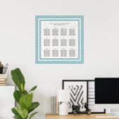 Elegant Blue Green Pattern Seigaiha Seating Chart Poster (Thuiskantoor)