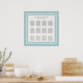 Elegant Blue Green Pattern Seigaiha Seating Chart Poster (Keuken)