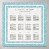 Elegant Blue Green Pattern Seigaiha Seating Chart Poster (Voorkant)