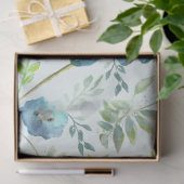 Elegant Blue Green Waterverf Floral Tissuepapier (Geschenk)